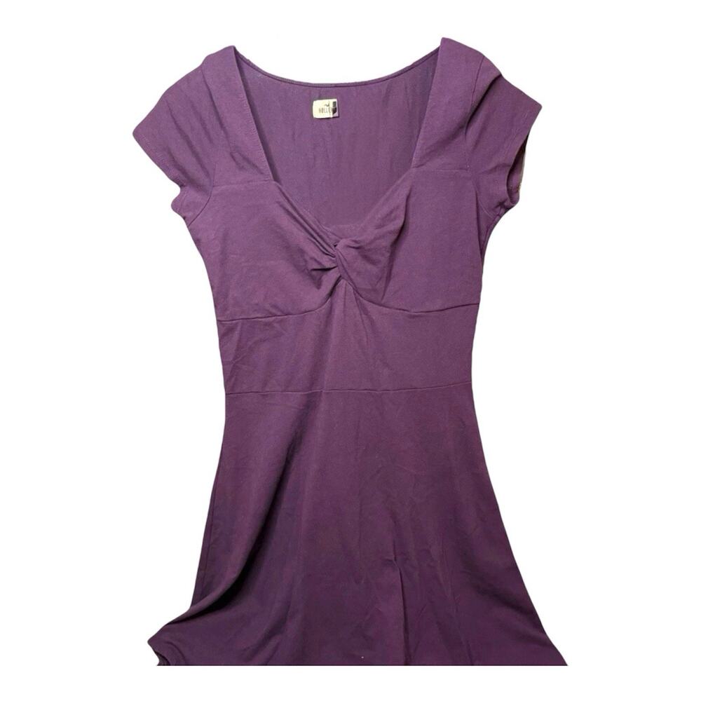Hollister Dress Womens Medium Purple Short Sleeve Knotted Fit Flare Casual